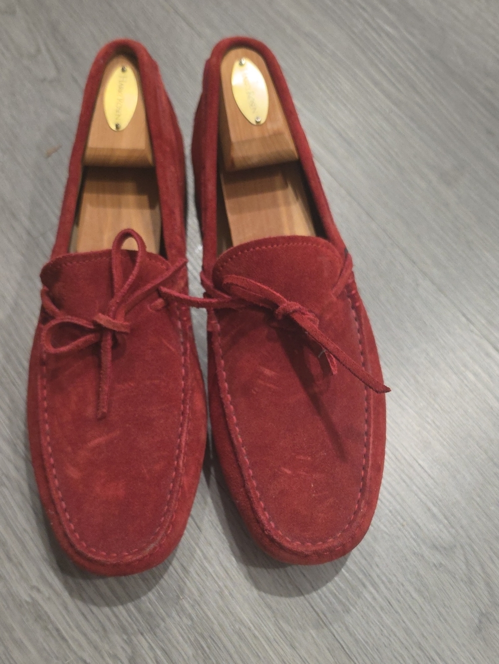 Tod's Men's Red Suede Slip-On Driving Moccasins